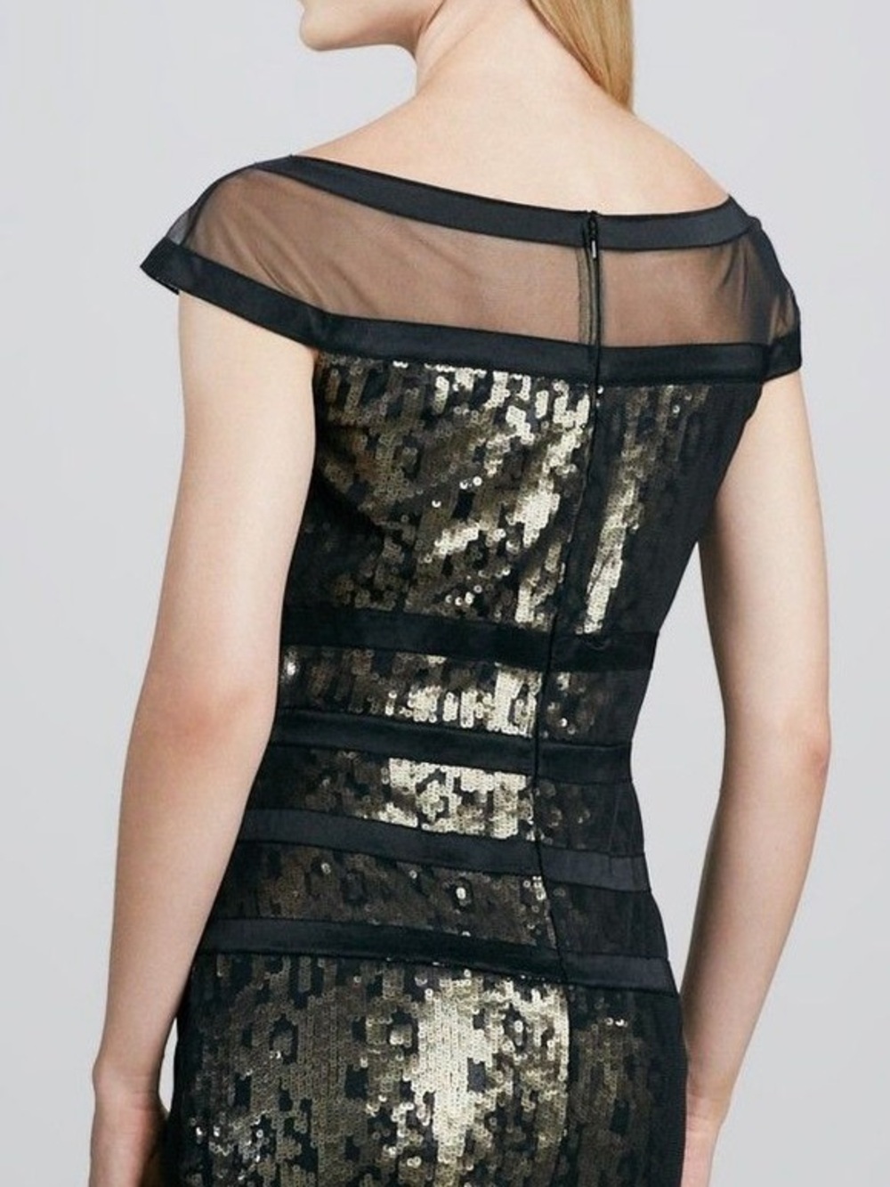 Tadashi Shoji Sequin Illusion cocktail dress Sz 6 - Picture 3 of 13